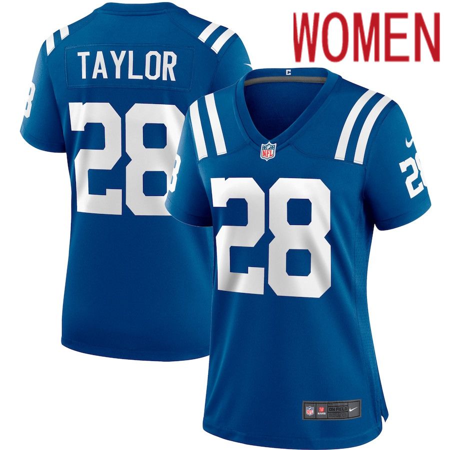 Women Indianapolis Colts 28 Jonathan Taylor Nike Royal Player Game NFL Jersey